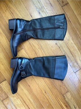 Vince Camuto Black/ dark brown Knee-High Leather Riding Boots 7 1/2 size